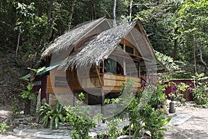 Bungalow or traditional Thai wooden house. Thailand