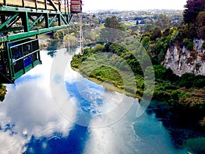 Bungee bungy jumping platform over Waikato River, Taupo, New Zealand