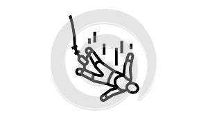 bungee jumping line icon animation