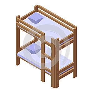 Bunk bed furniture icon, isometric style