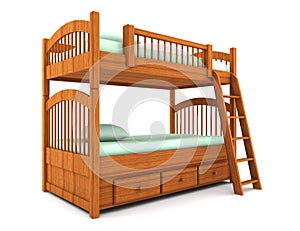Bunk bed isolated on white background photo