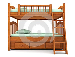 Bunk bed isolated on white background photo
