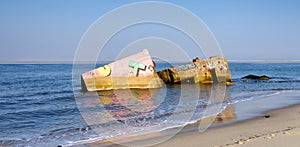 Bunker on beach in landes country France