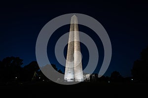 The Bunker Hill Monument at night, in Bunker Hill, Charlestown,