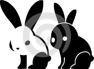 Bunnies - minimalist and flat logo - vector illustration