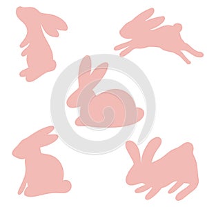 Bunnies set flat design rabbits springtime