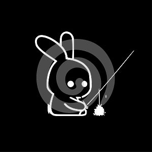 Bunny bait - black and white vector illustration