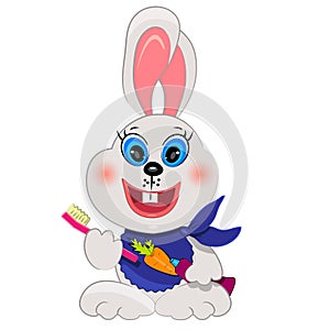 Bunny brushing teeth illustration