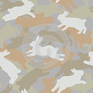 Bunny camouflage seamless vector pattern