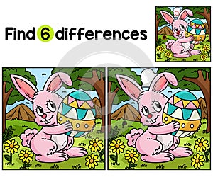 Bunny Carrying Easter Egg Find The Differences