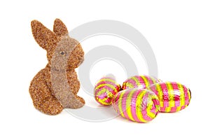 Bunny and colorful easter eggs