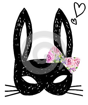 Bunny. Cute Bunny. Watercolor Bunny illustration/ Birthday card. T-shirt print.