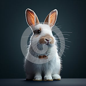 Bunny cuteness Studio shot of isolated young white rabbit