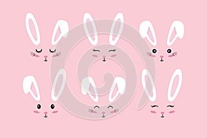 Bunny ears. Easter Bunny face mask. Vector