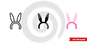 Bunny ears icon of 3 types. Isolated vector sign symbol.