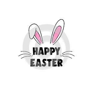 Bunny ears mask. Bunny face. Easter. Vector