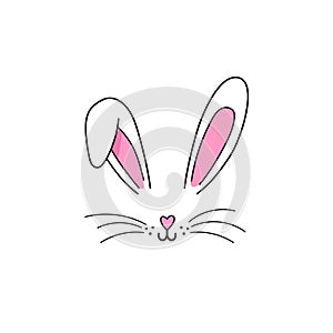 Bunny ears mask. Bunny face. Easter. Vector photo