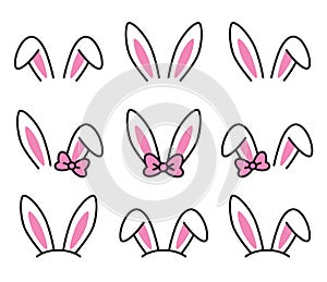 Easter Bunny Rabbit Ears Vector Illustration Set