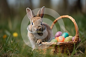 Bunny with Easter basket eggs