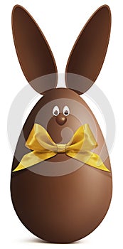 Bunny Easter chocolate egg with golden bow ribbon