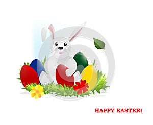 Bunny with easter eggs, cdr vector