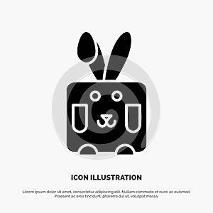 Bunny, Easter, Rabbit, Holiday solid Glyph Icon vector
