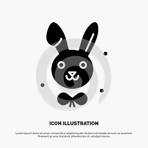 Bunny, Easter, Rabbit solid Glyph Icon vector