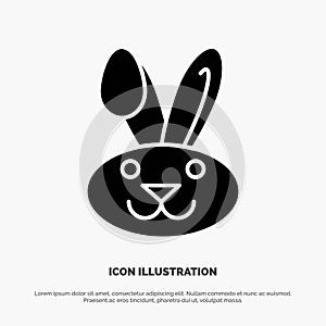 Bunny, Easter, Rabbit solid Glyph Icon vector