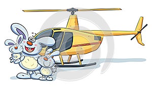 Bunny Family with Helicopter