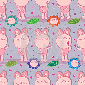 Bunny fat symmetry natural seamless pattern