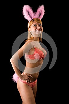 bunny girl. Isolated over black background