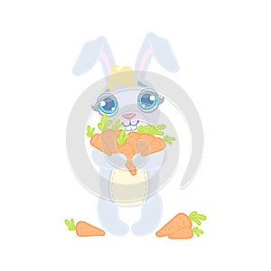 Bunny With The Hands Full Of Carrots