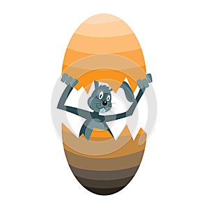 bunny hatching from an easter egg. Vector illustration decorative design