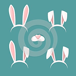 Bunny hears icon flat set photo