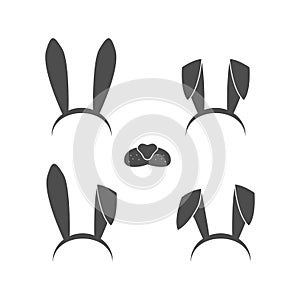 Bunny hears icon set over white