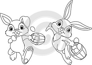 Bunny Hiding Eggs coloring page