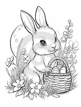 Bunny Holding Basket of Eggs