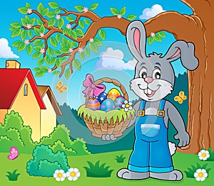 Bunny holding Easter basket theme 2