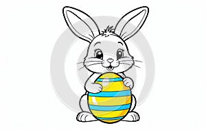 bunny holding easter egg with copyspace concept of easter, holiday, kids