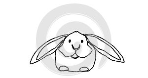 Bunny isolated on white background one line drawing