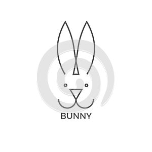 Bunny logo design simple line vector illustration on white