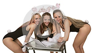 Bunny playgirls with laptop