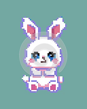 Bunny rabit animated isolated pixel art element vector editable npc character isolated