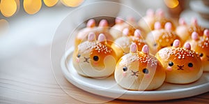 Bunny-Shaped Easter Buns on Plate. Easter baking