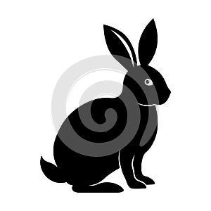 A bunny silhouette vector illustration is a simple, solid-colored depiction of a rabbit in vector format. photo