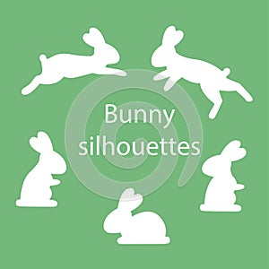 Bunny silhouettes in different poses