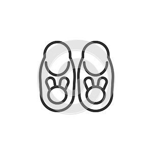Bunny slippers line icon