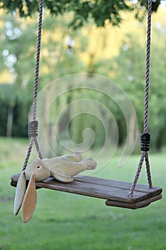 Bunny on swing