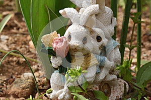 `Bunny Train` HD miniature rabbits in a cart with flowers