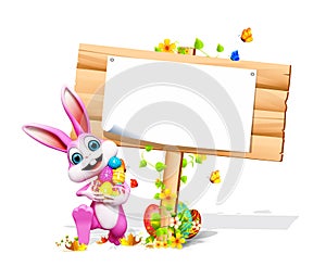 Bunny with wooden Sign & egg